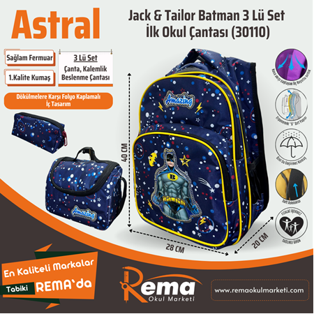 Jack & Tailor Batman 3'lü Set İlk Okul Çantası
